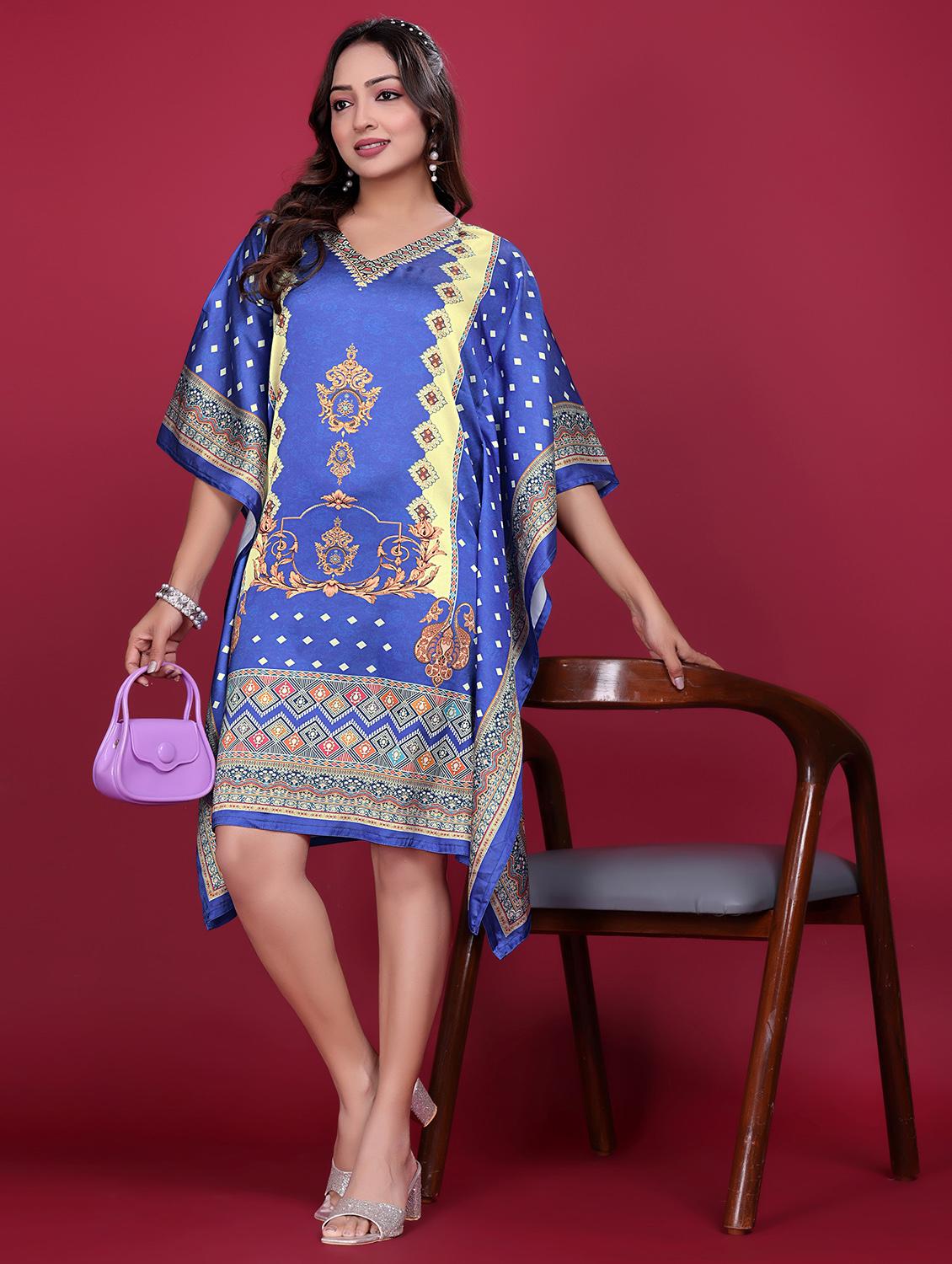 women printed kimono sleeve kaftan dress - 21998628 -  Zoom Image - 0