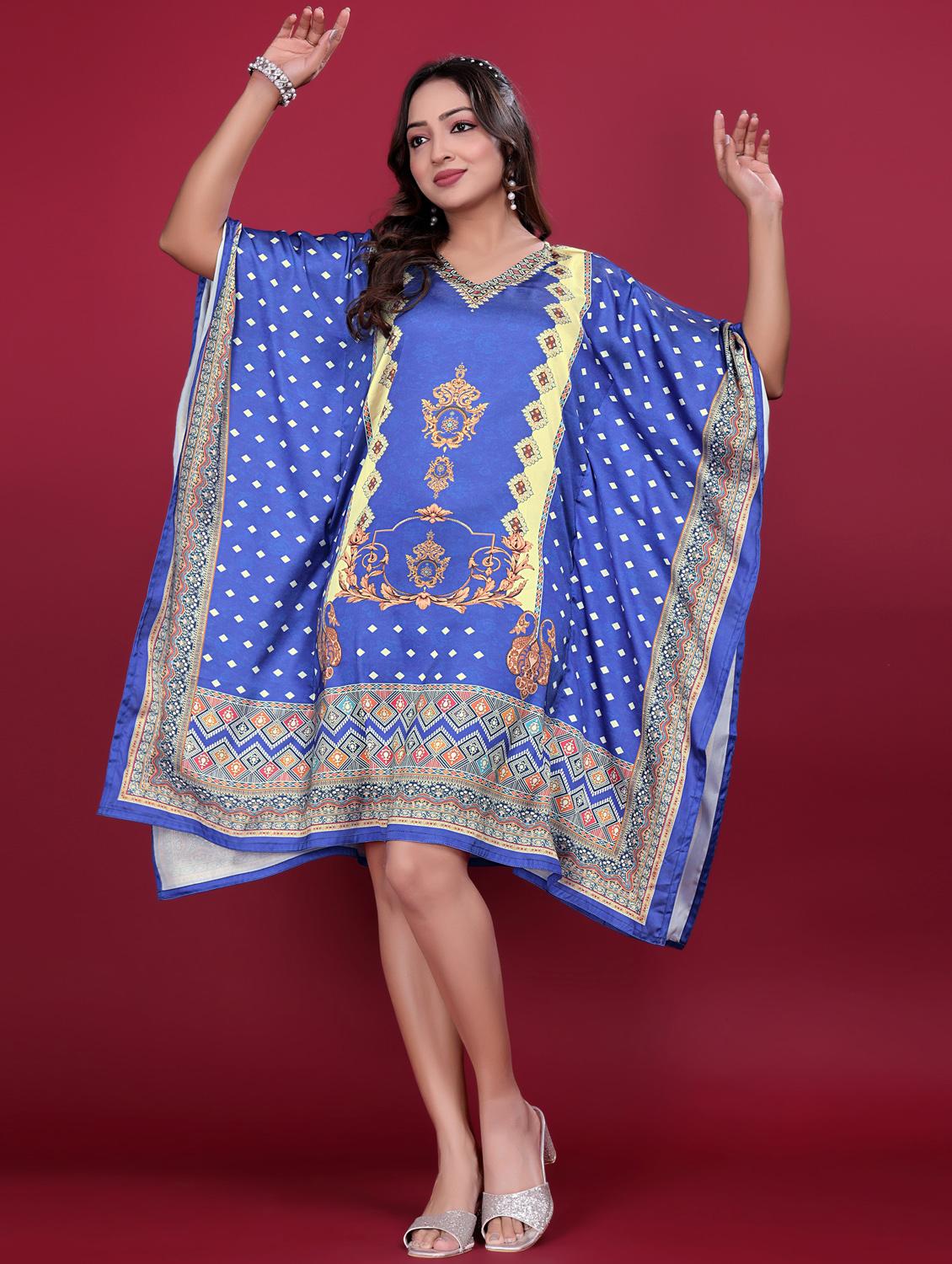 women printed kimono sleeve kaftan dress - 21998628 - Standard Image - 3