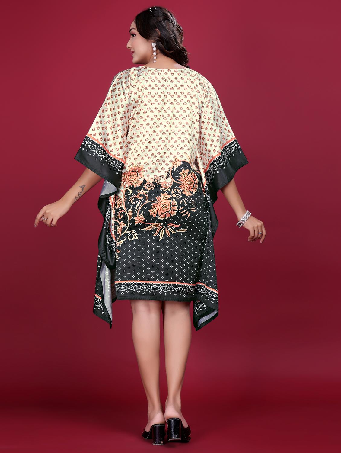 women printed kimono sleeve kaftan dress - 21998629 - Standard Image - 3
