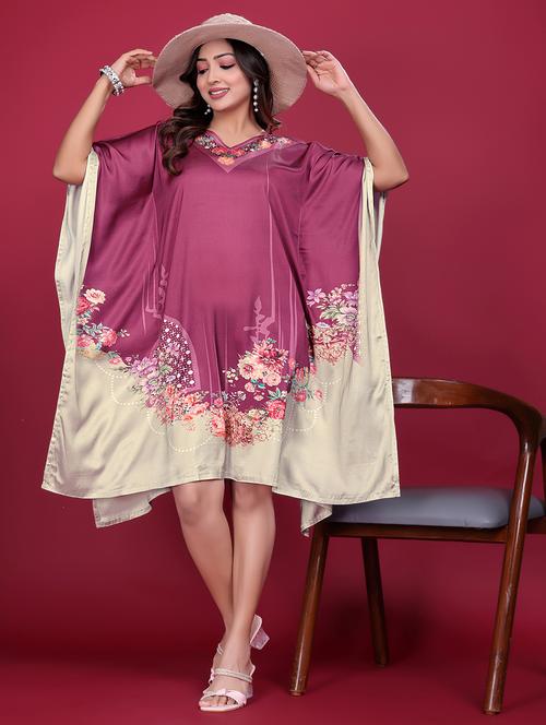 women printed kimono sleeve kaftan dress - 21998630 - Standard Image - 0
