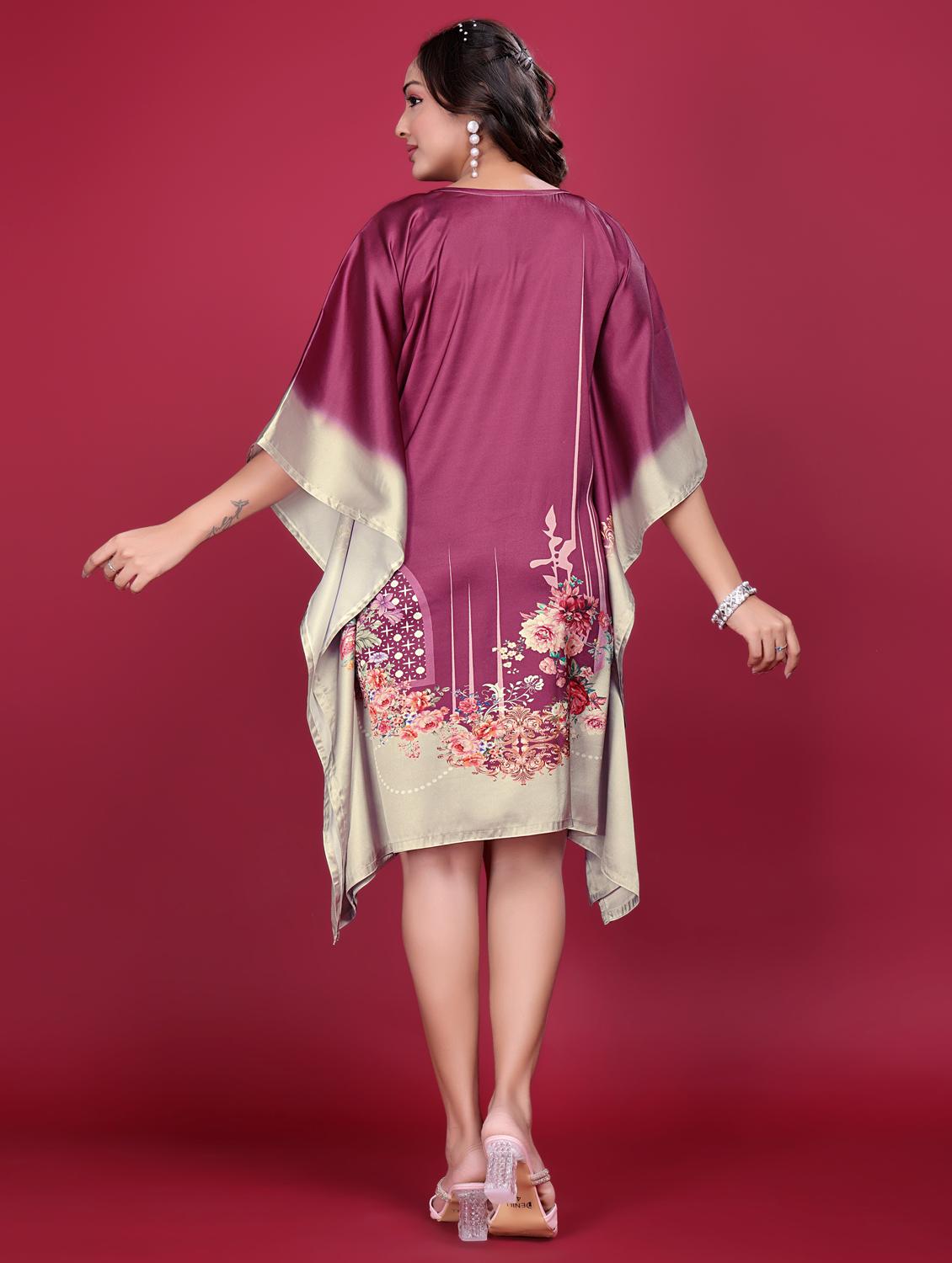 women printed kimono sleeve kaftan dress - 21998630 - Standard Image - 3
