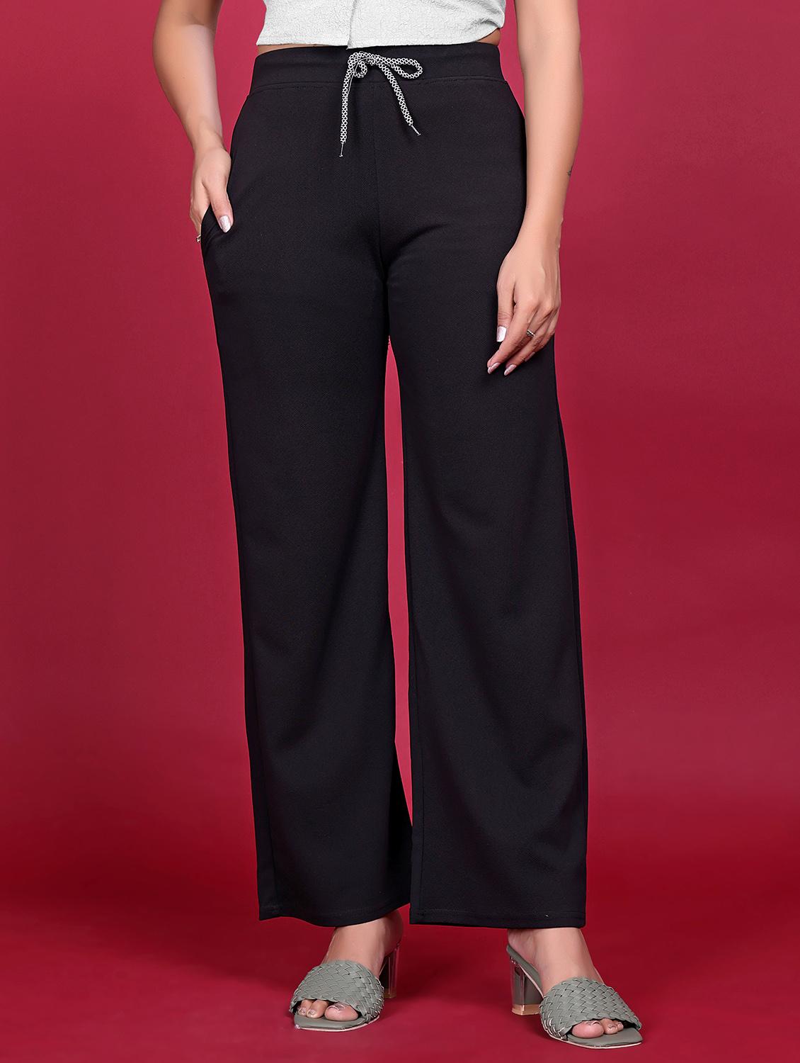 women black solid mid rise straight trouser - 21998645 - Standard Image - 3