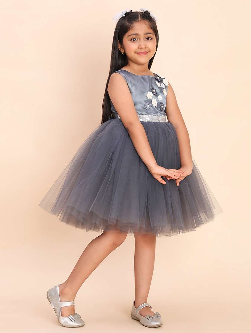 girls self designed round neck sleeveless frock - 21998662 -  Standard Image - 3