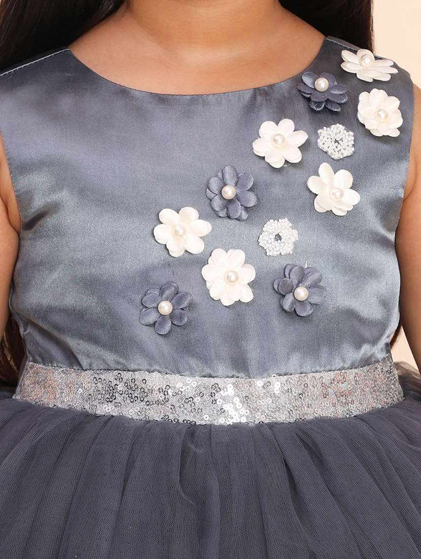 girls self designed round neck sleeveless frock - 21998662 -  Standard Image - 5