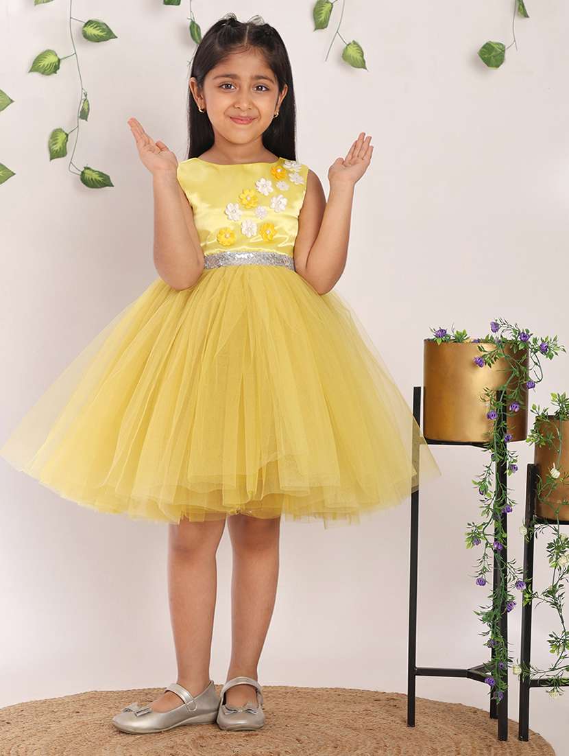 girls self designed round neck sleeveless frock - 21998663 -  Zoom Image - 0