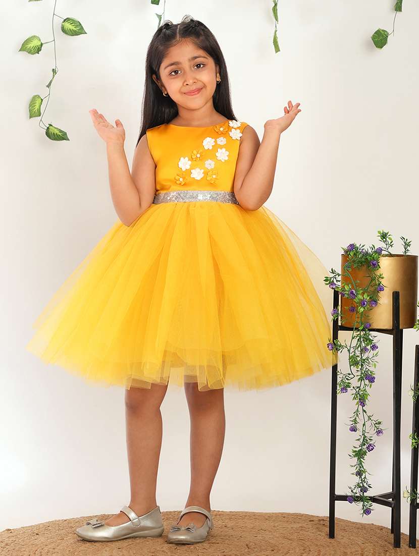 girls self designed round neck sleeveless frock - 21998664 -  Zoom Image - 0