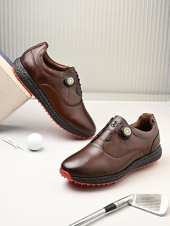 hitcaro men's premium leather pull - on professional golf shoes - 21998669 - Zoom Image - 0