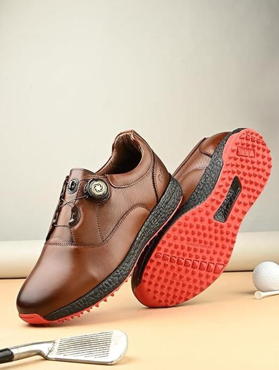 hitcaro men's premium leather pull - on professional golf shoes - 21998669 - Standard Image - 3