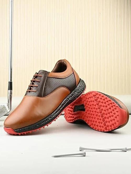 hitcaro men's premium leather lace - up professional golf shoes - 21998672 - Standard Image - 0