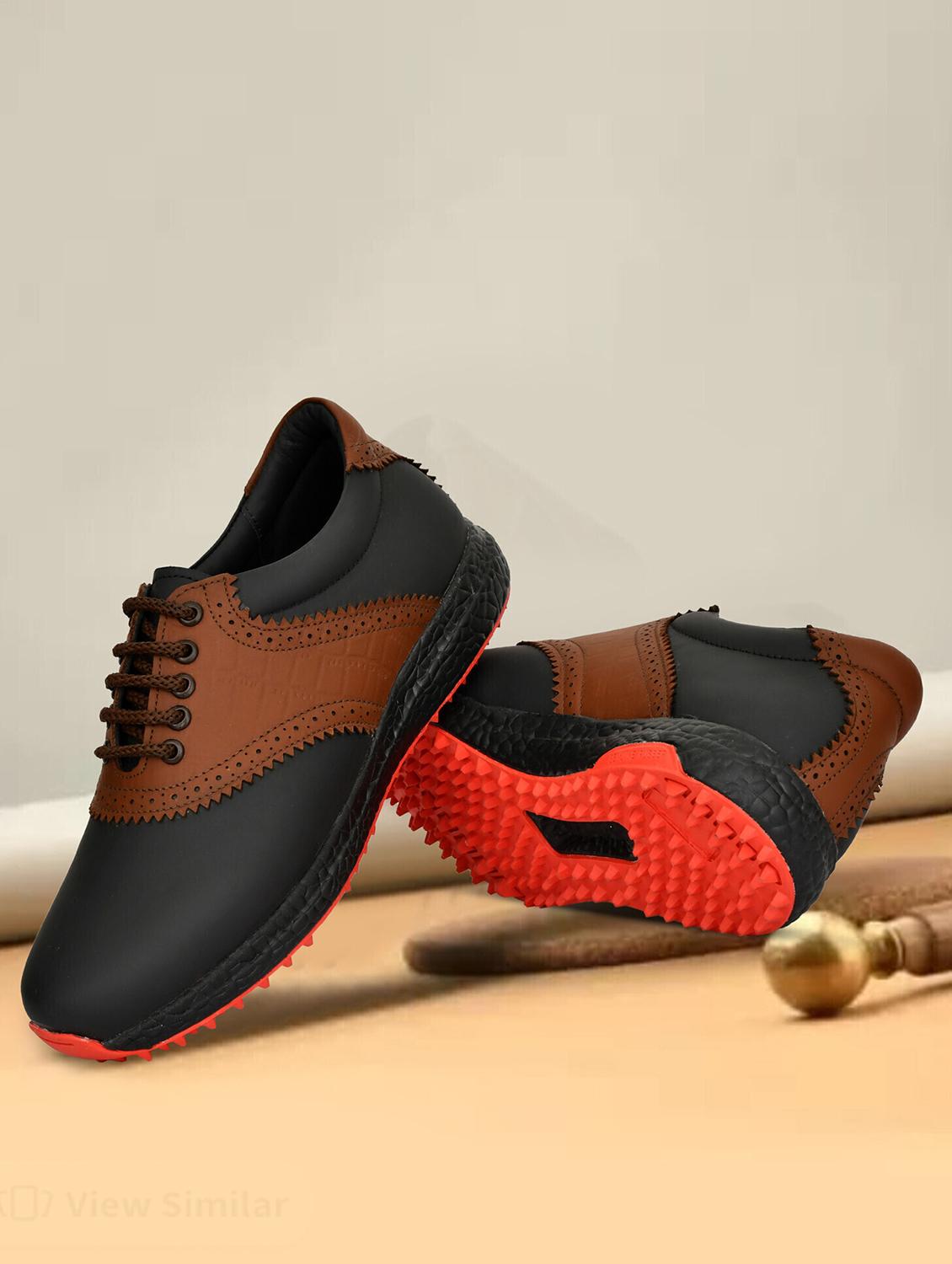 hitcaro men's premium leather lace - up professional golf shoes - 21998674 - Zoom Image - 0