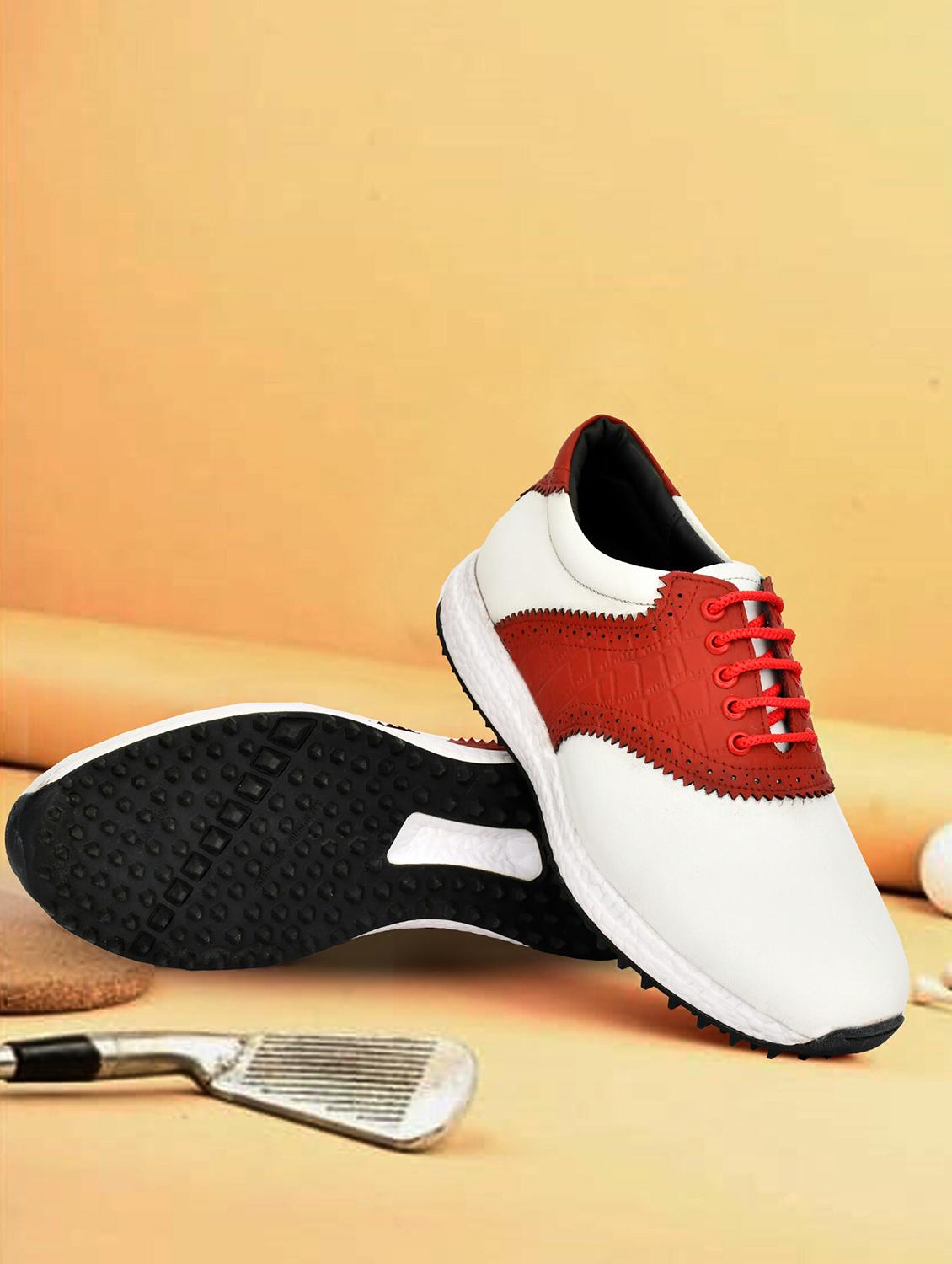 hitcaro men's premium leather lace - up professional golf shoes