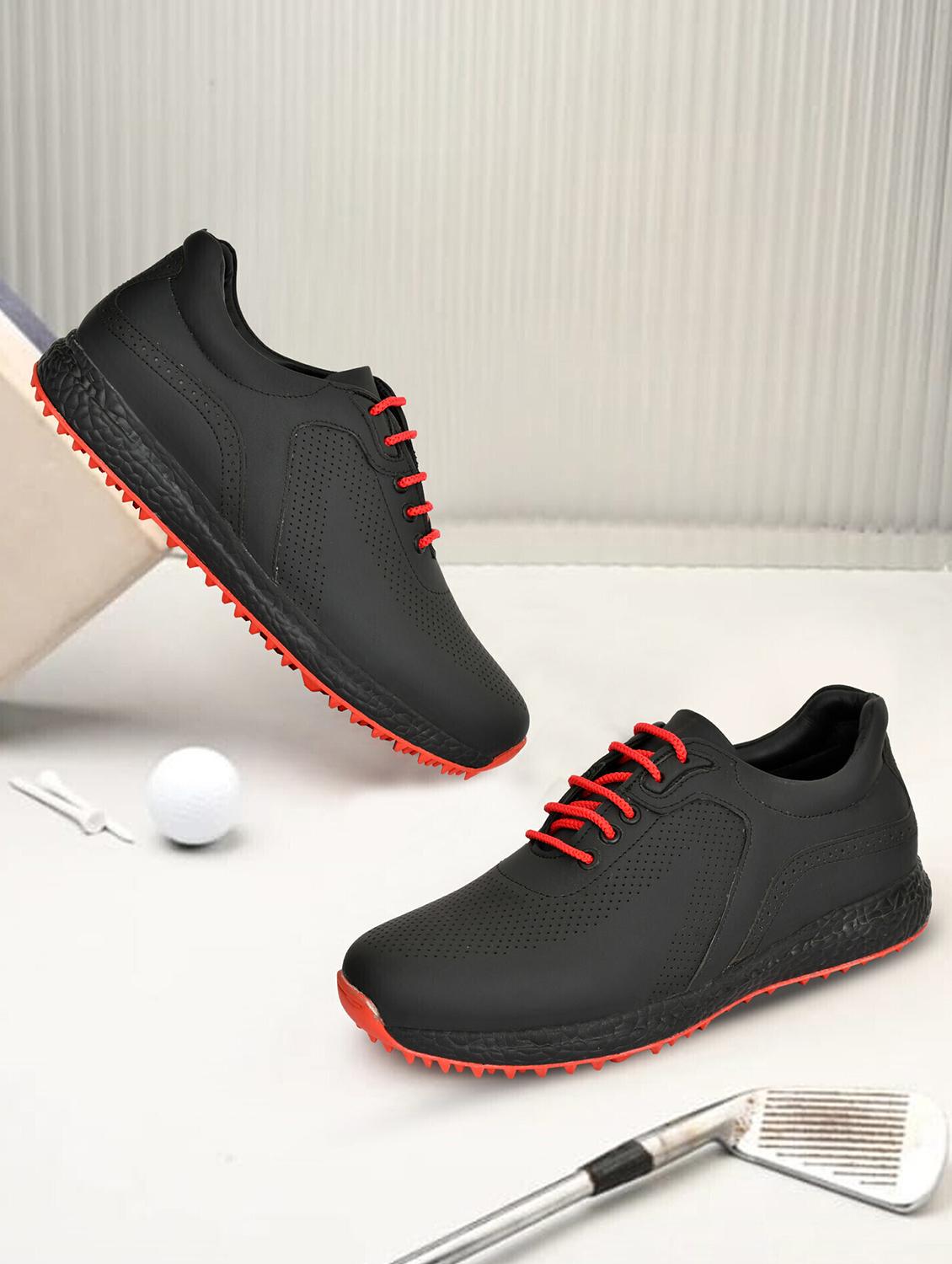 hitcaro men's premium leather lace - up professional golf shoes