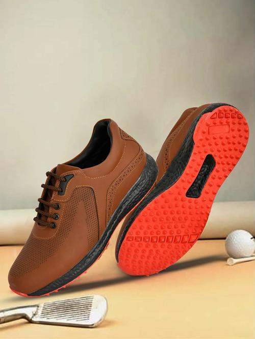 hitcaro men's premium leather lace - up professional golf shoes - 21998682 -  Standard Image - 0