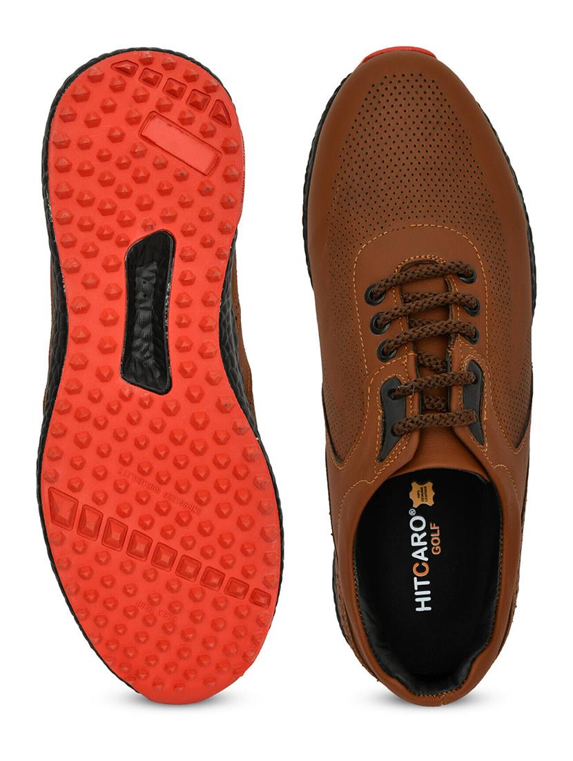 hitcaro men's premium leather lace - up professional golf shoes - 21998682 - Standard Image - 3