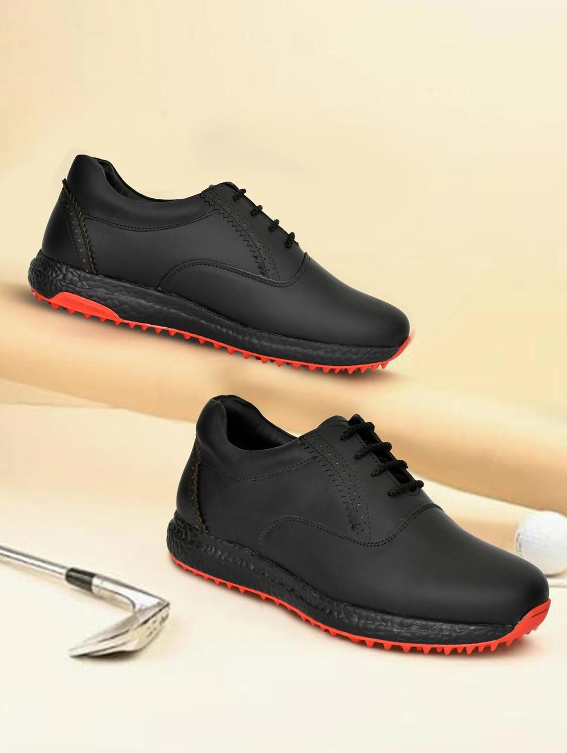 hitcaro men's premium leather lace - up professional golf shoes
