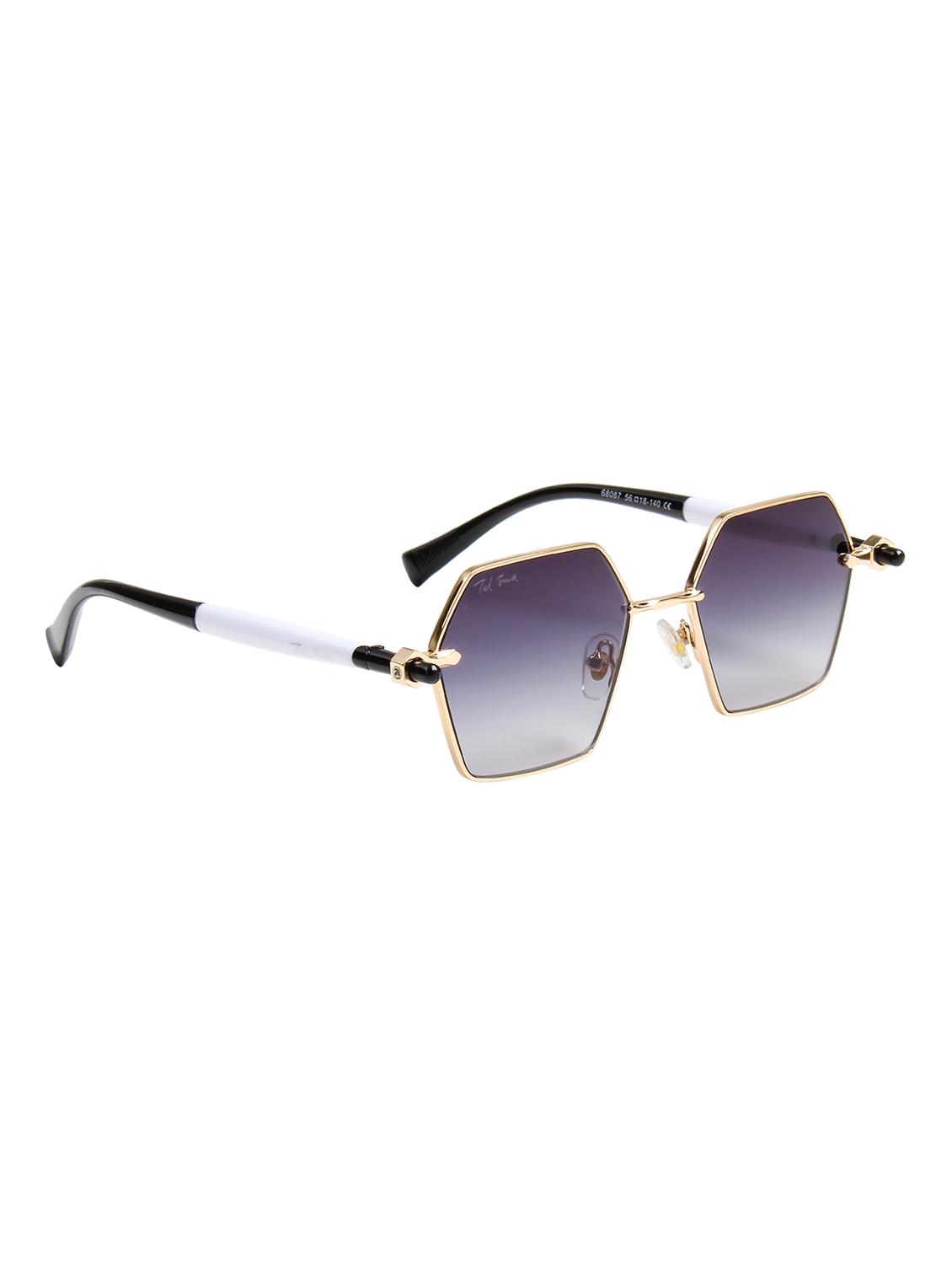 ted smith unisex aesthetic-bold gold-purple hexagon sunglasses with uv protected lens - 21998719 - Standard Image - 3