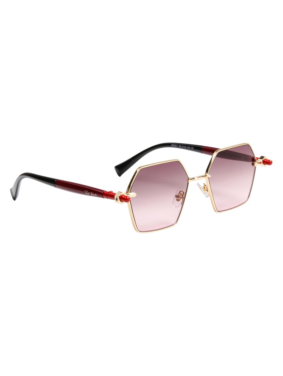 ted smith unisex aesthetic-bold gold-pink hexagon sunglasses with uv protected lens - 21998722 - Standard Image - 3