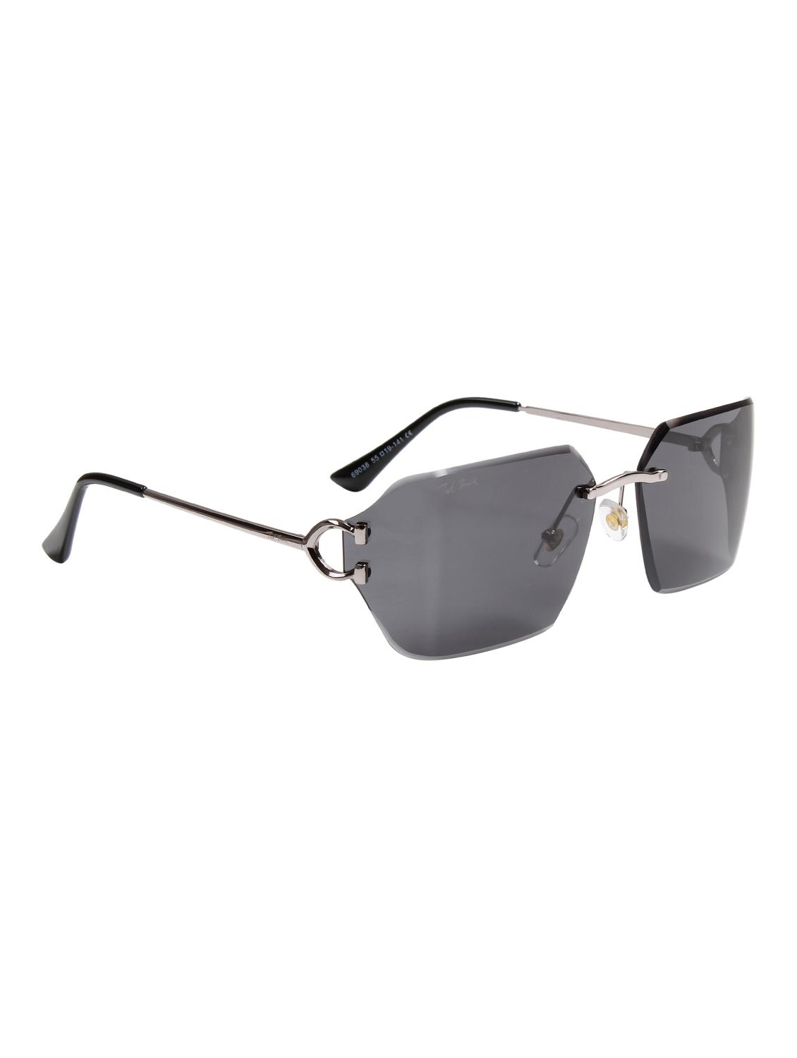 ted smith unisex aesthetic-brat silver-black rimless sunglasses with uv protected lens - 21998724 - Standard Image - 3