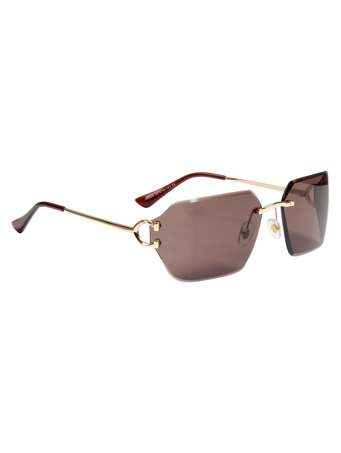ted smith unisex aesthetic-brat gold-brown rimless sunglasses with uv protected lens - 21998725 - Standard Image - 3