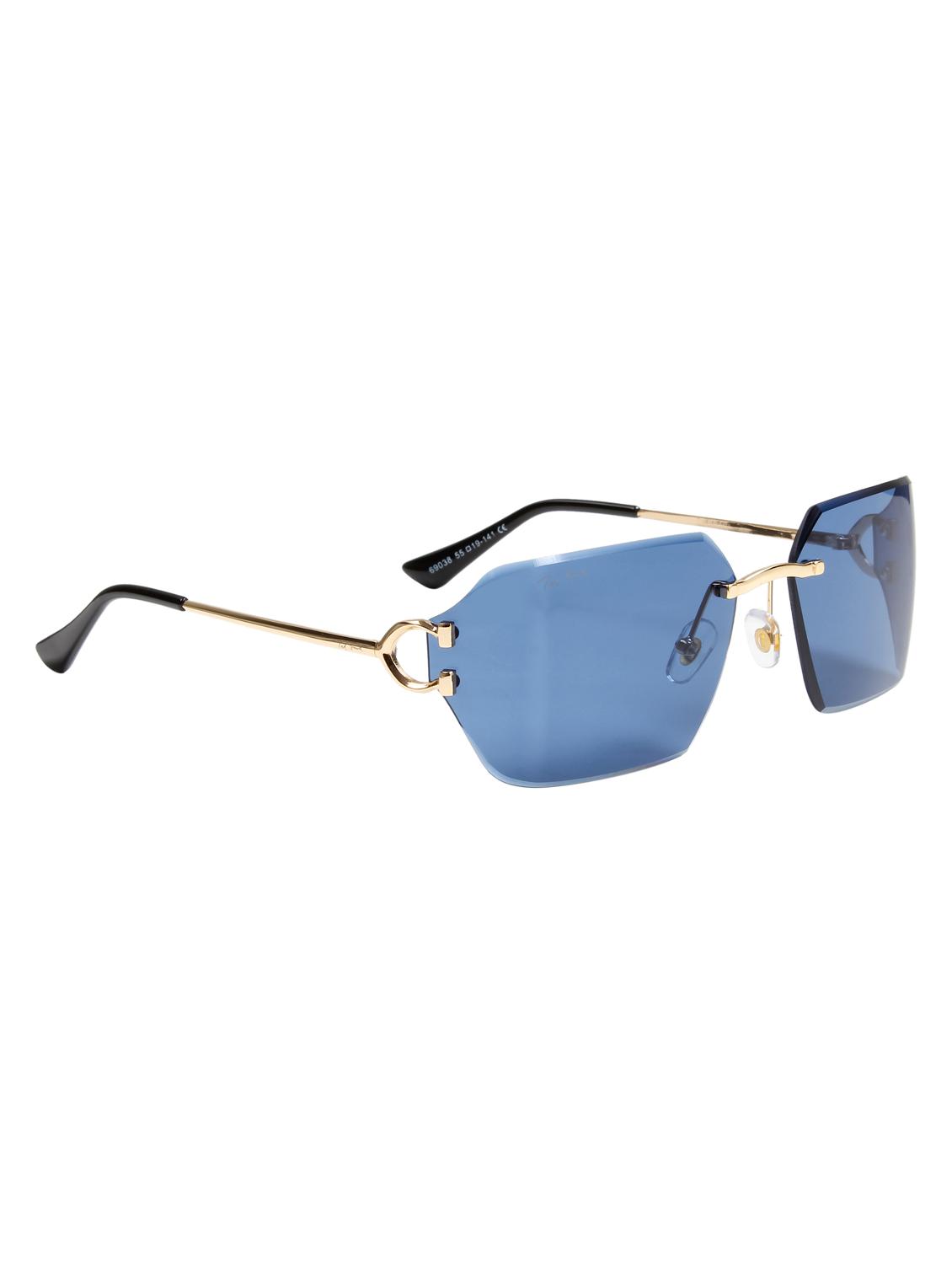 ted smith unisex aesthetic-brat gold-blue rimless sunglasses with uv protected lens - 21998726 - Standard Image - 3
