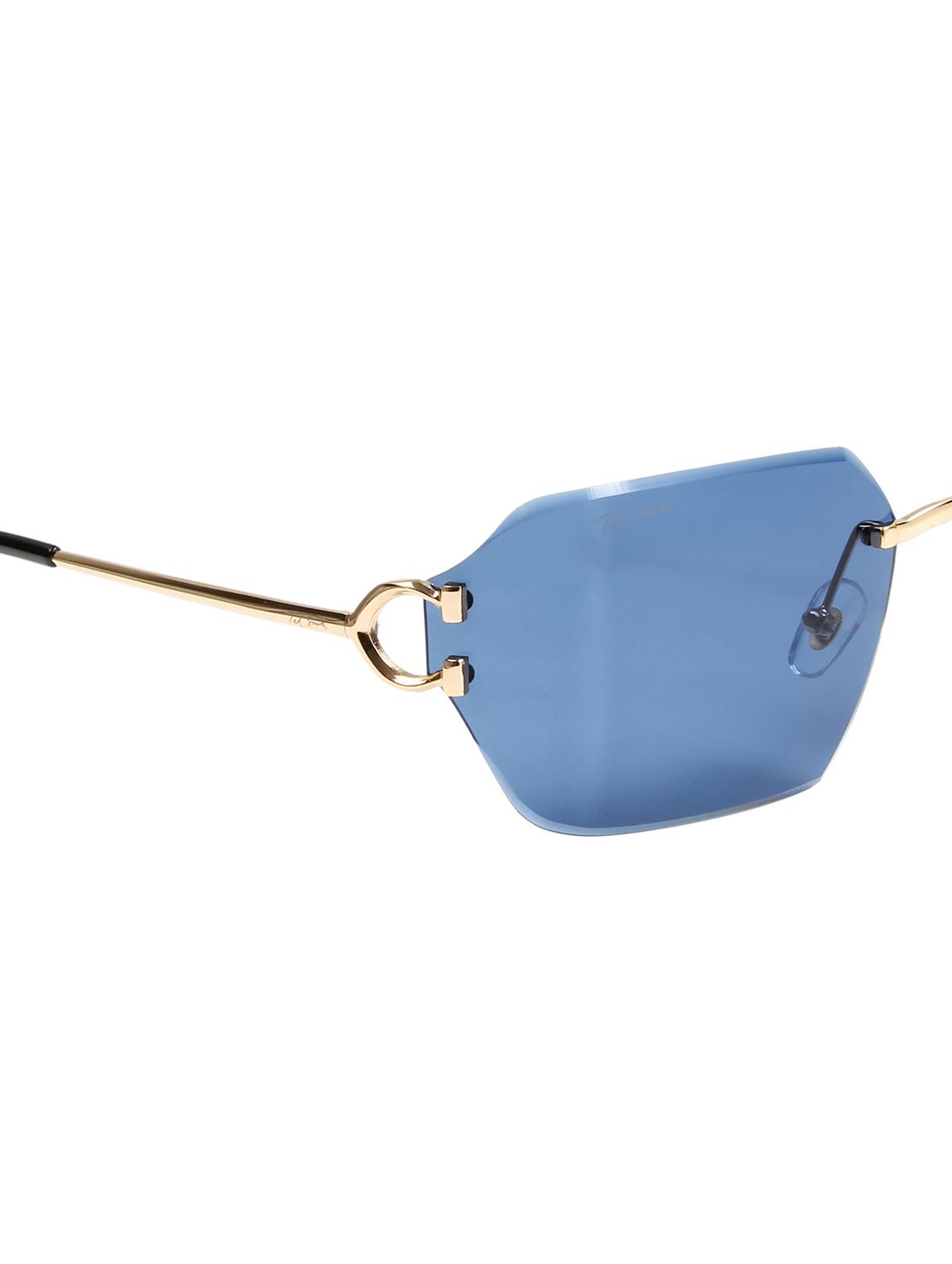 ted smith unisex aesthetic-brat gold-blue rimless sunglasses with uv protected lens - 21998726 - Standard Image - 5