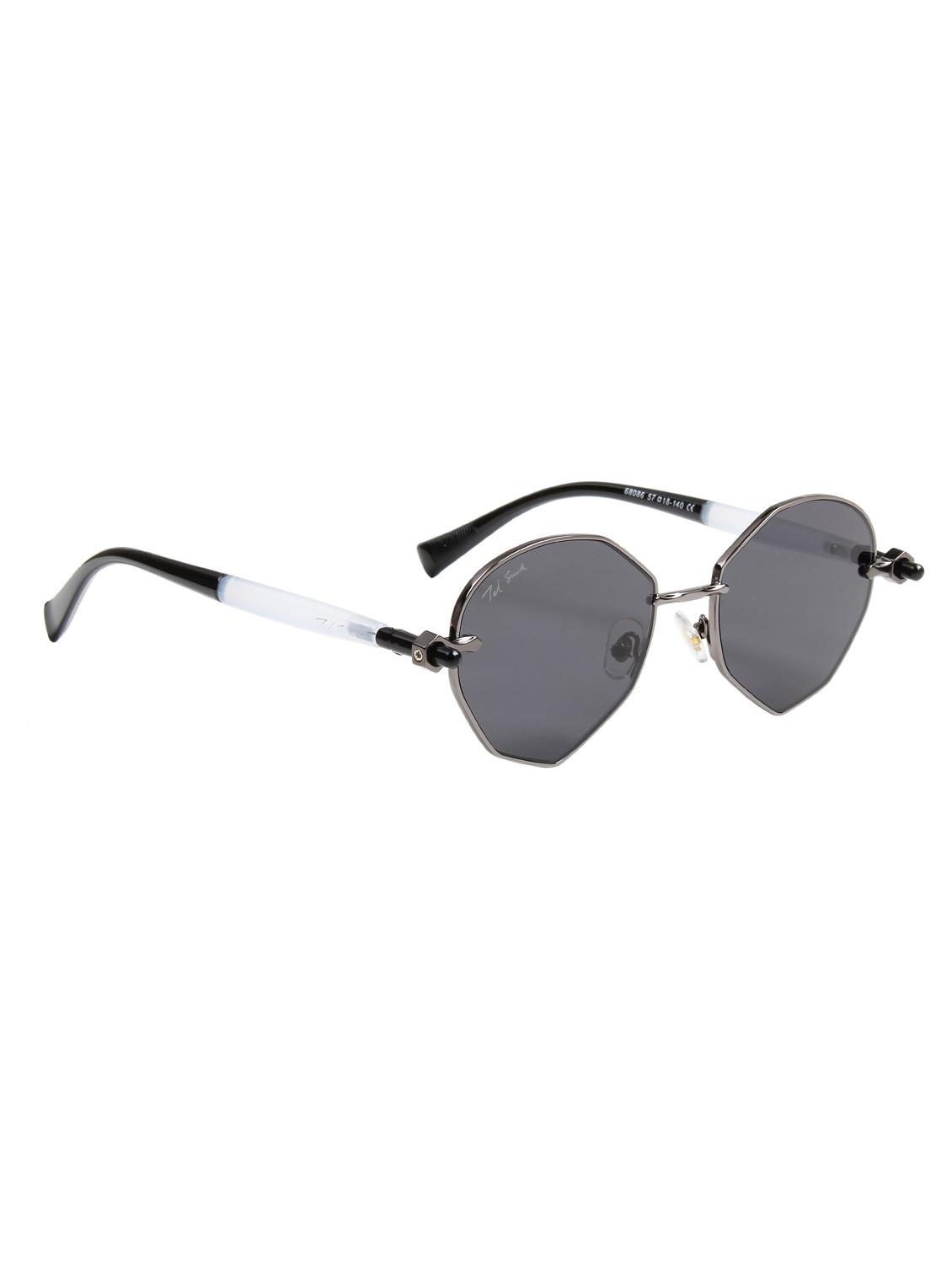 ted smith unisex aesthetic-bold gun-black oval sunglasses with uv protected lens - 21998727 - Standard Image - 3