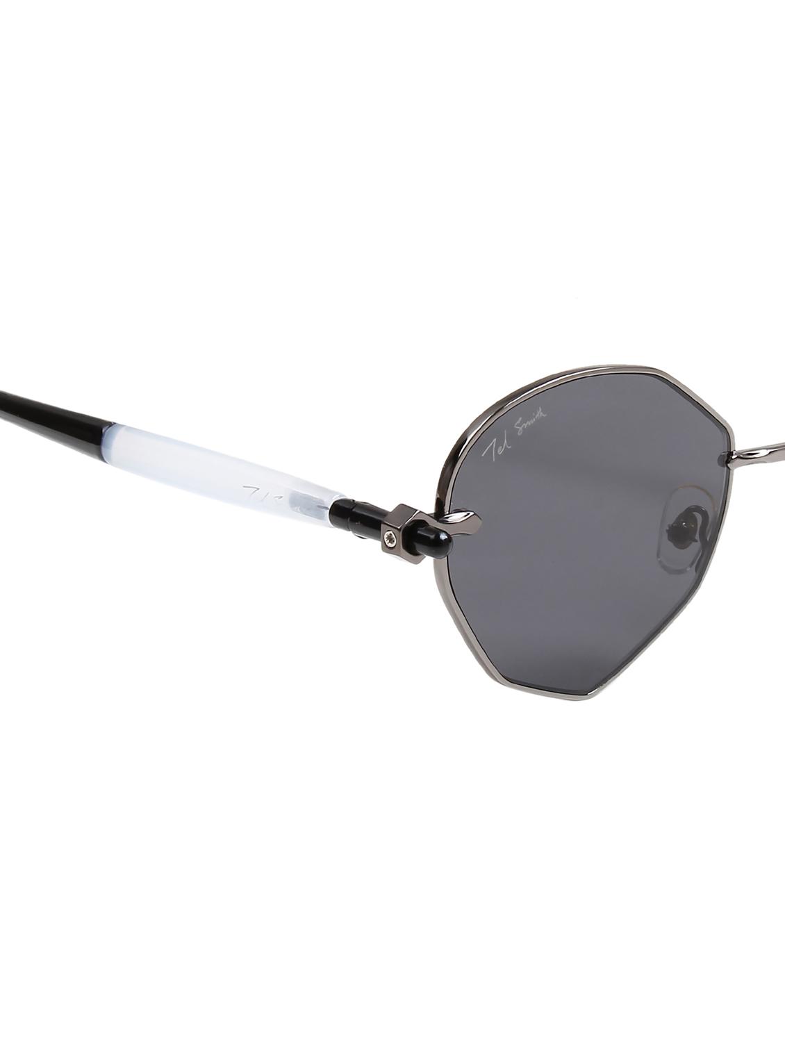 ted smith unisex aesthetic-bold gun-black oval sunglasses with uv protected lens - 21998727 - Standard Image - 5
