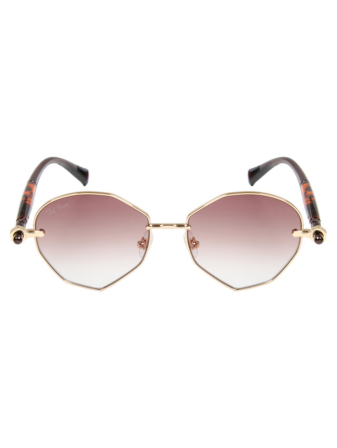 ted smith unisex aesthetic-bold gold-brown oval sunglasses with uv protected lens - 21998728 - Standard Image - 3