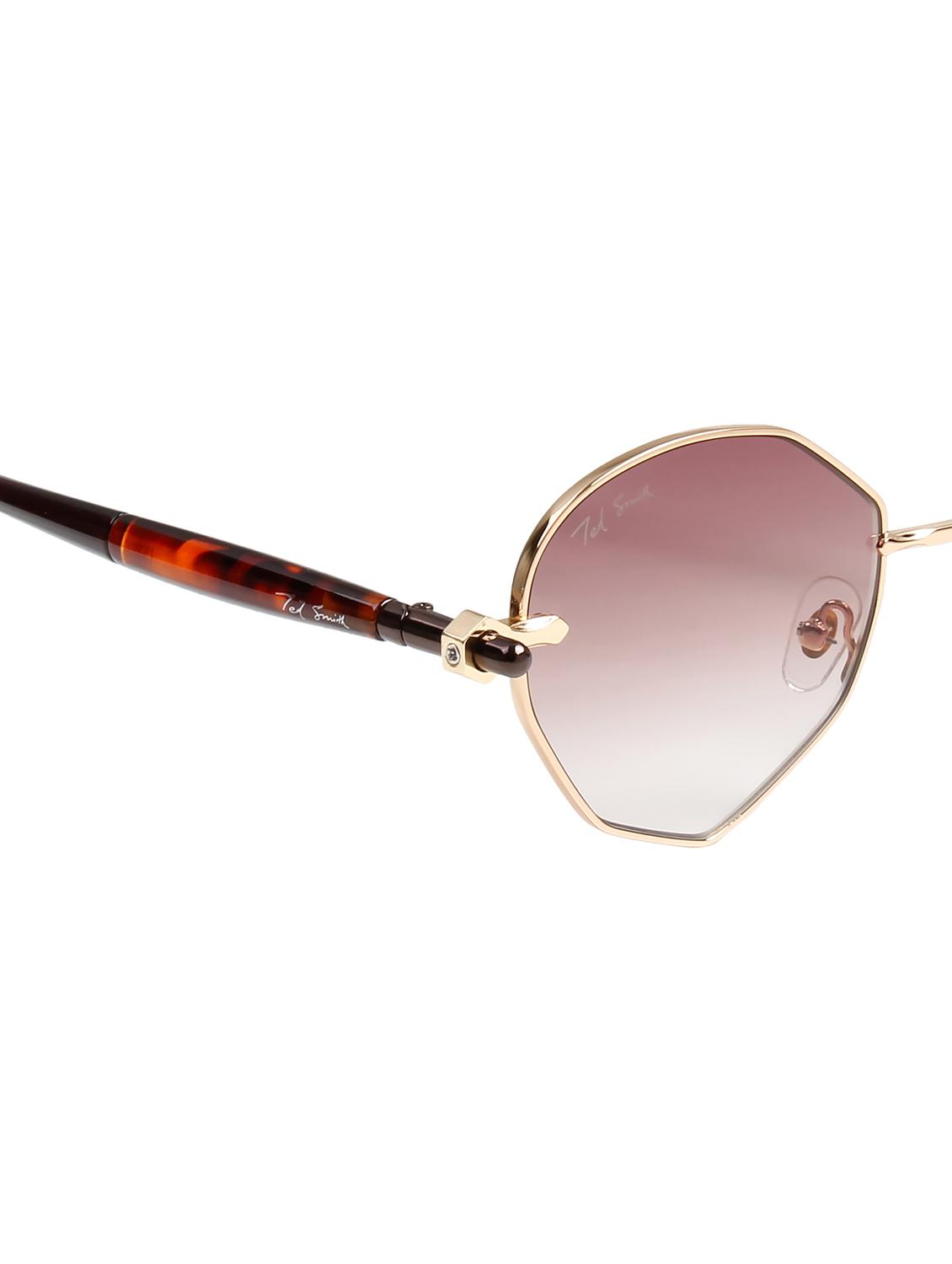 ted smith unisex aesthetic-bold gold-brown oval sunglasses with uv protected lens - 21998728 - Standard Image - 5