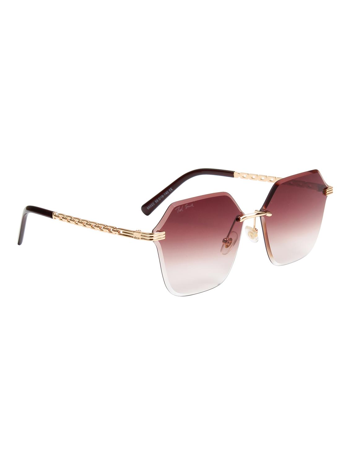 ted smith unisex aesthetic-bold gold-brown rimless sunglasses with uv protected lens - 21998734 - Standard Image - 3