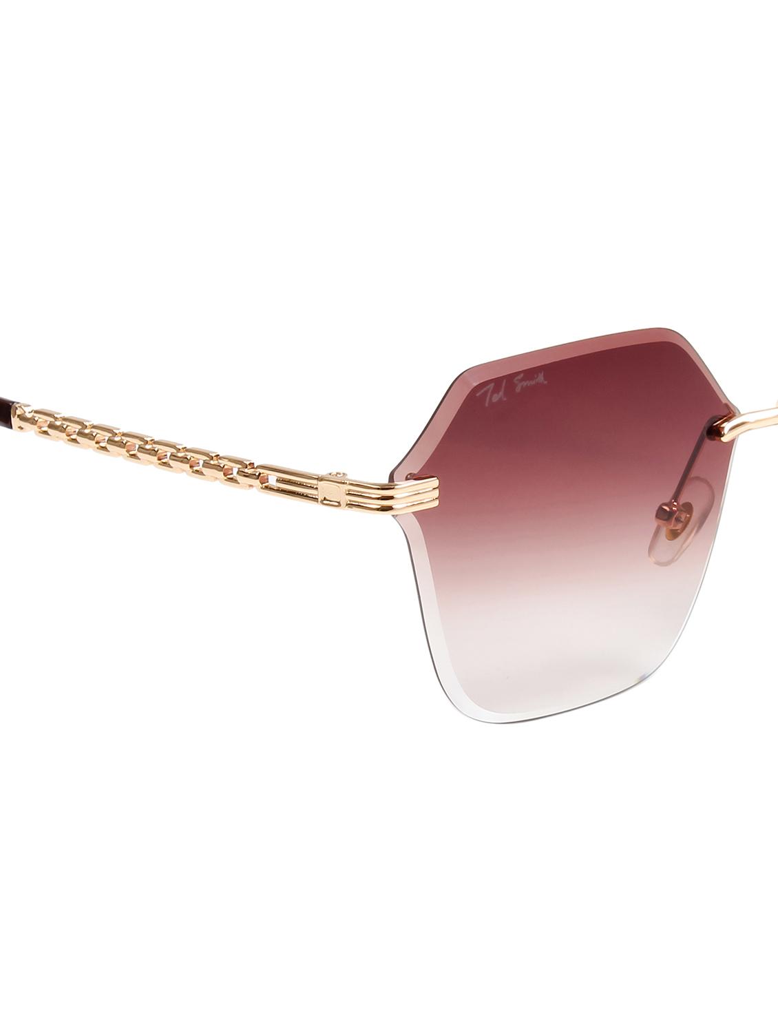 ted smith unisex aesthetic-bold gold-brown rimless sunglasses with uv protected lens - 21998734 - Standard Image - 5