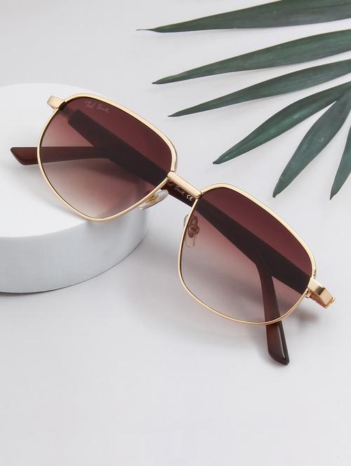 ted smith unisex aesthetic-bold gold-brown aviator sunglasses with uv protected lens - 21998737 -  Standard Image - 0