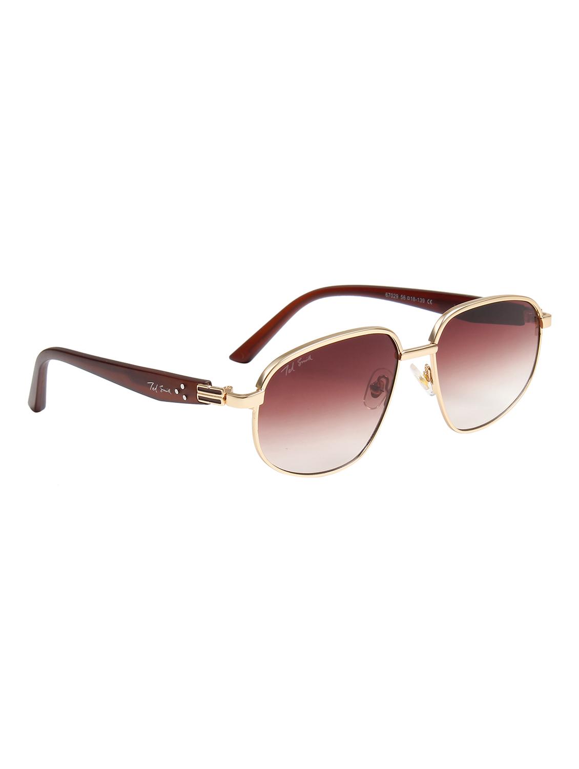 ted smith unisex aesthetic-bold gold-brown aviator sunglasses with uv protected lens - 21998737 - Standard Image - 3