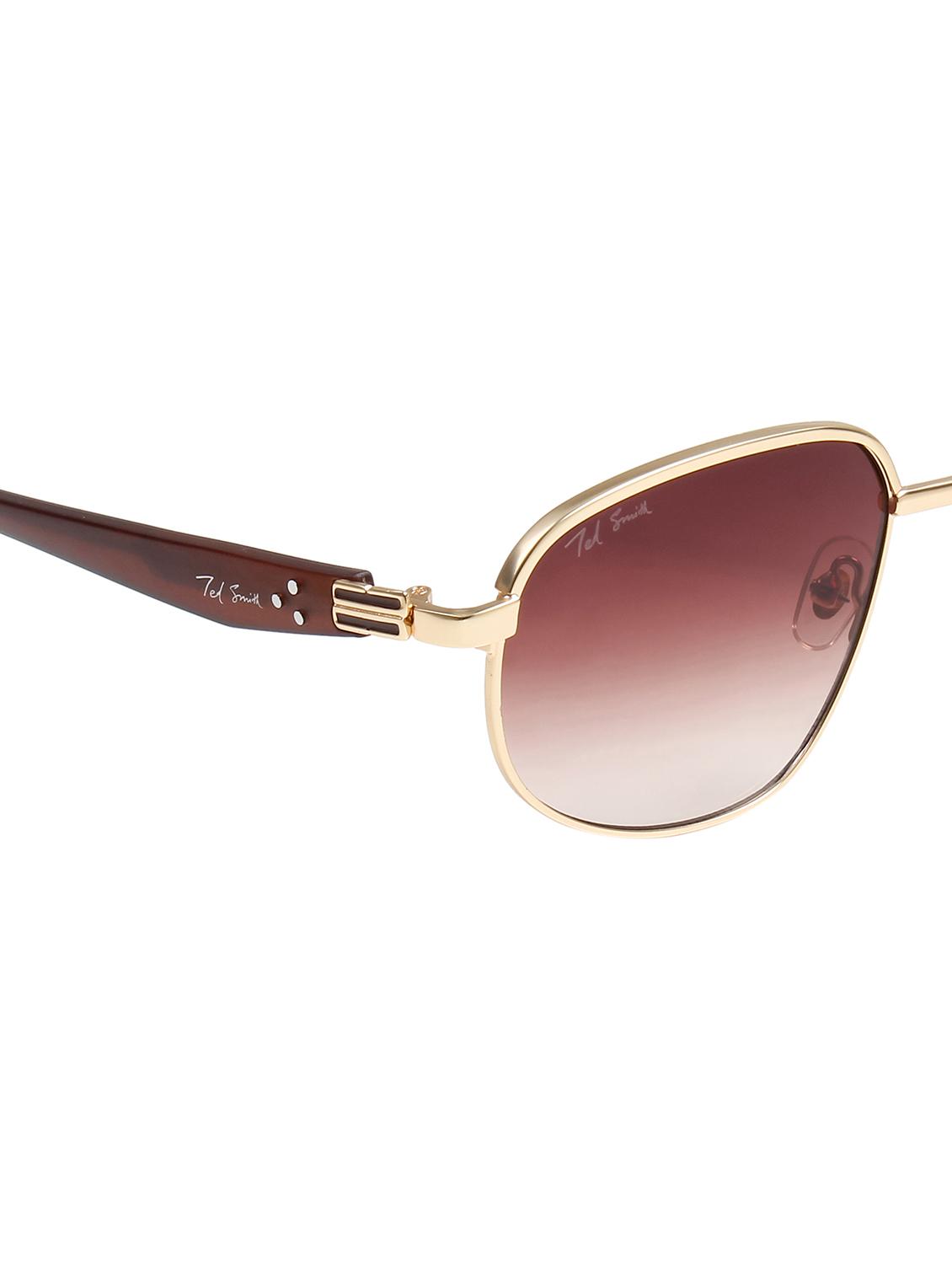 ted smith unisex aesthetic-bold gold-brown aviator sunglasses with uv protected lens - 21998737 - Standard Image - 5