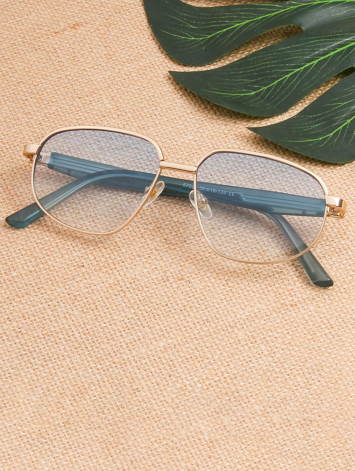 ted smith unisex aesthetic-bold gold-blue aviator sunglasses with uv protected lens - 21998738 -  Zoom Image - 0