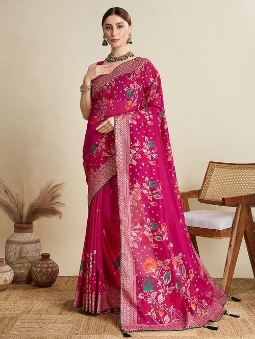 women floral printed saree with blouse - 21998776 -  Standard Image - 0