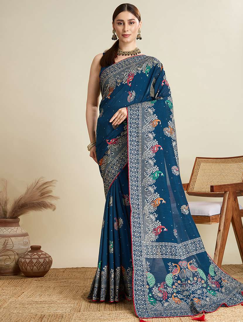 women printed casual wear saree with blouse
