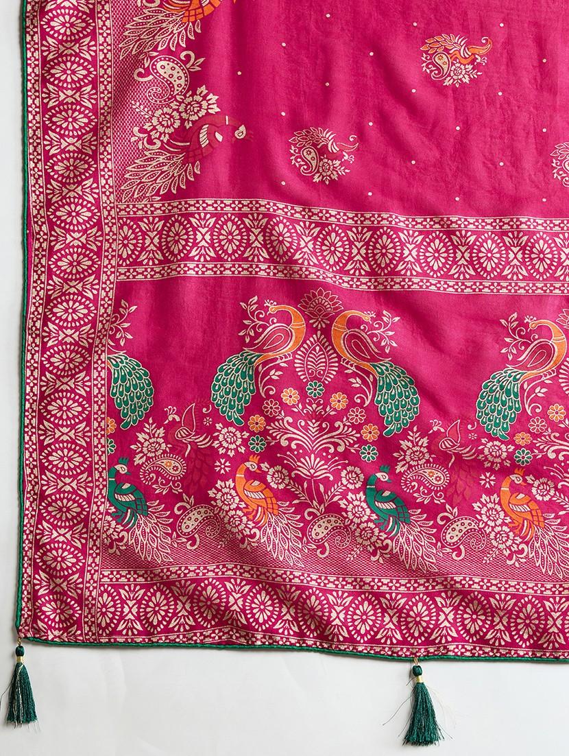 women printed casual wear saree with blouse - 21998779 - Standard Image - 3