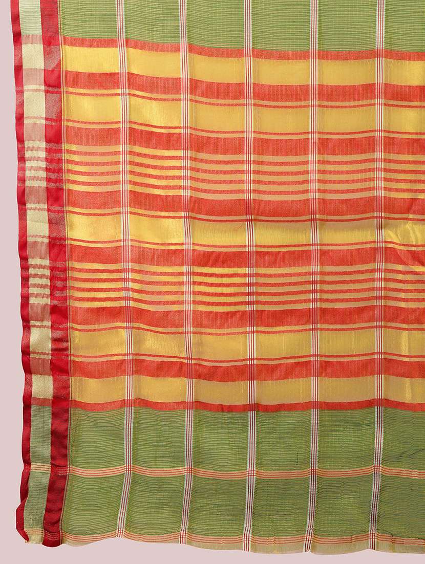 women checkered bordered saree with blouse - 21998782 -  Standard Image - 3