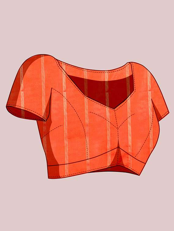 women checkered bordered saree with blouse - 21998786 - Standard Image - 3