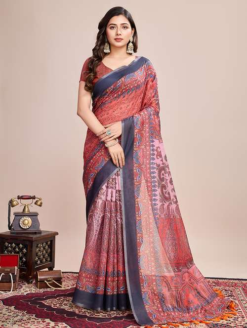 women printed casual wear saree with blouse - 21998804 -  Standard Image - 0