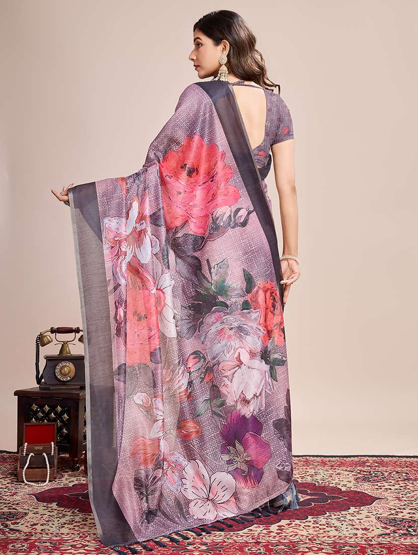 women floral printed saree with blouse - 21998807 -  Standard Image - 3