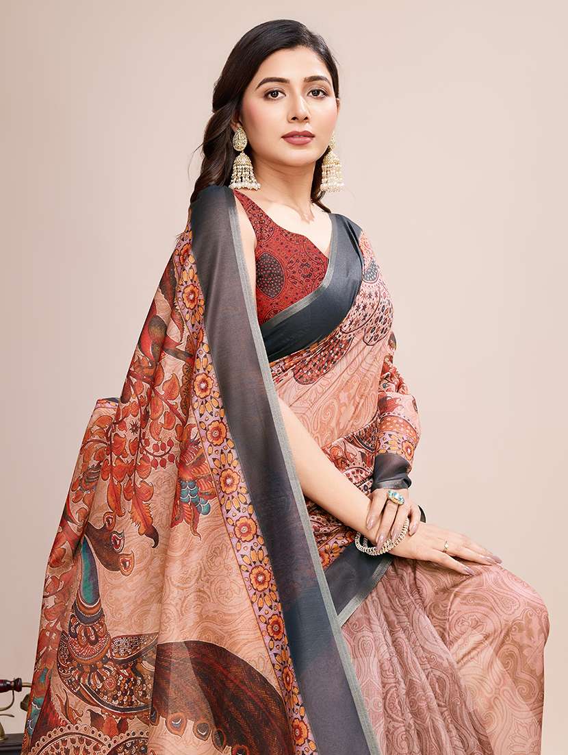 women printed casual wear saree with blouse - 21998811 -  Standard Image - 3