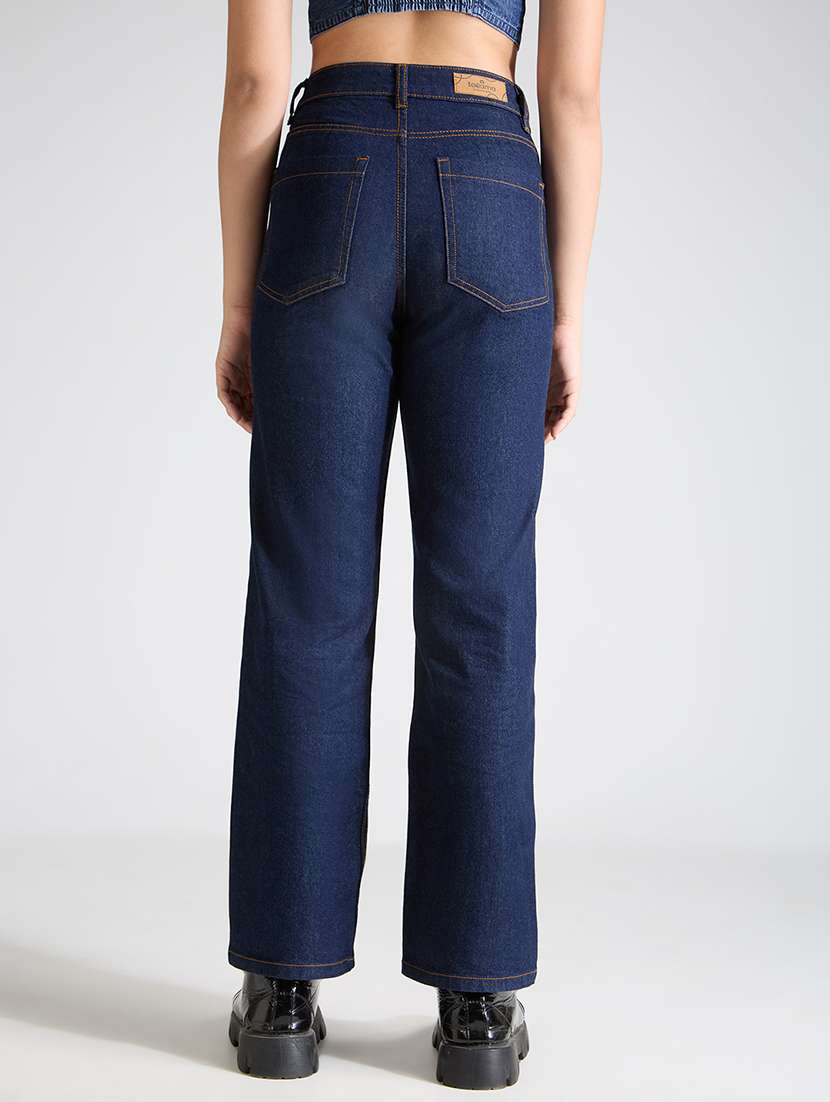 women solid high rise straight fit jean - 21998820 -  Standard Image - 3