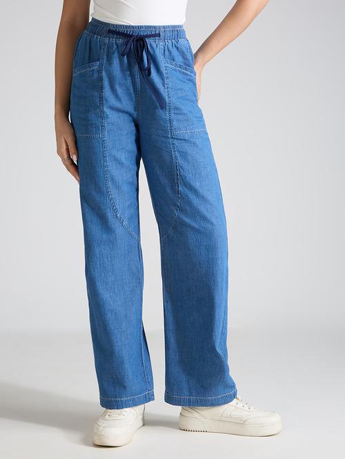 women solid high rise relaxed fit jeans - 21998826 - Standard Image - 0
