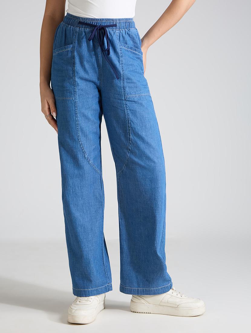 women solid high rise relaxed fit jeans - 21998826 - Zoom Image - 0