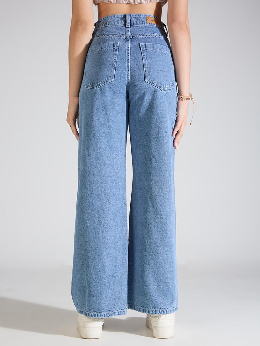 women light blue high rise wide leg jeans - 21998828 - Standard Image - 3