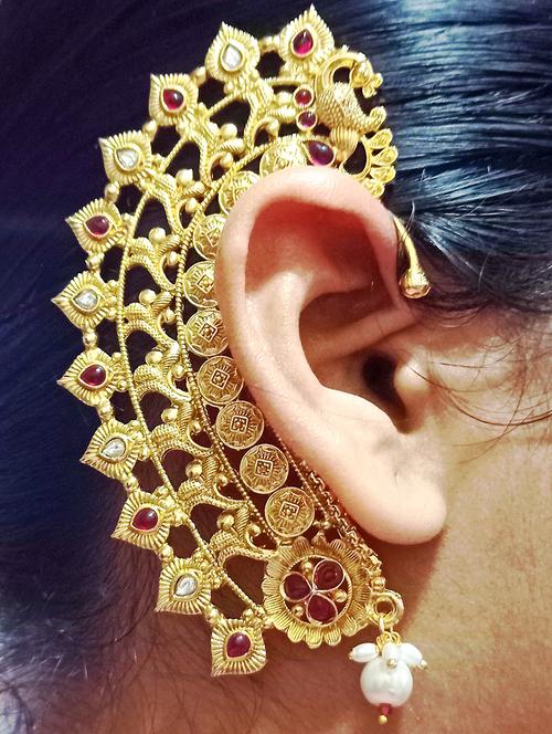 women gold metal earcuff earring - 21998834 -  Standard Image - 0