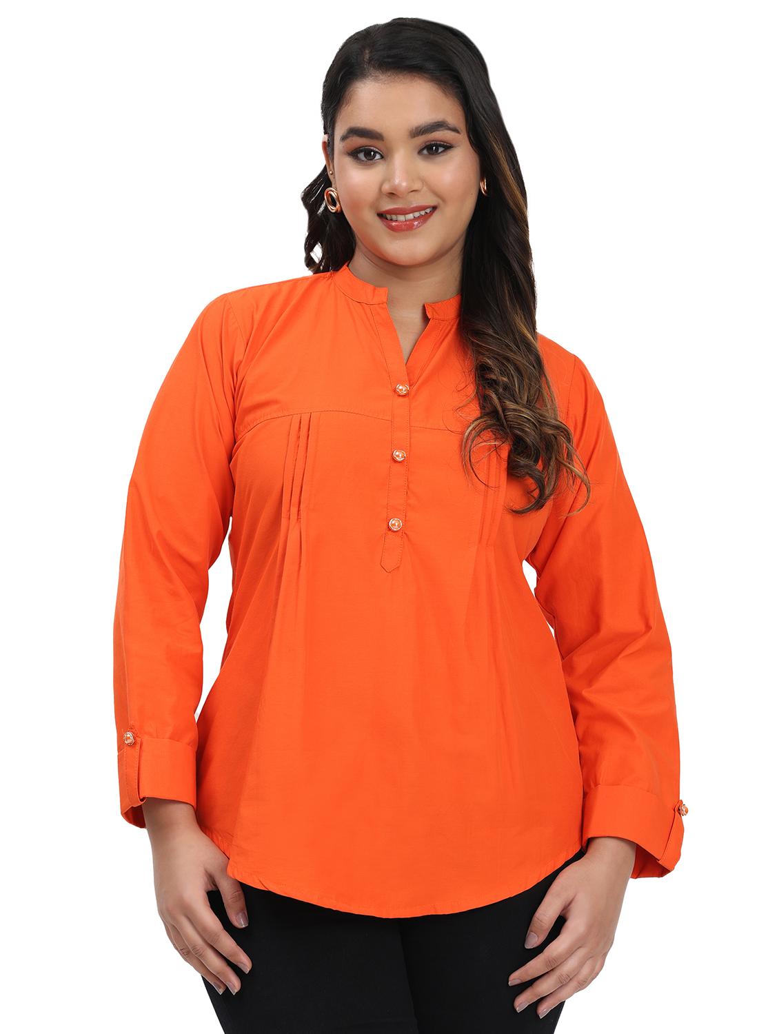 women solid mandarin neck regular top - 21998840 - Zoom Image - 0
