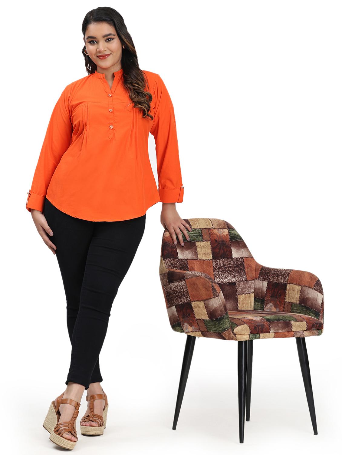 women solid mandarin neck regular top - 21998840 - Standard Image - 5
